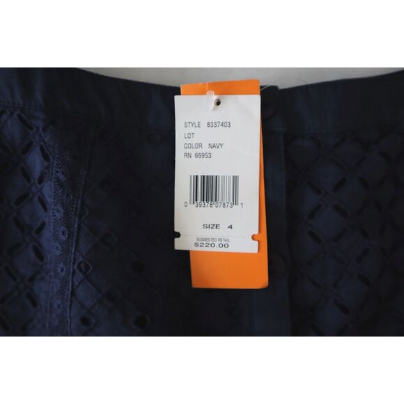 Cynthia Steffe 8337403 Women's Sz 4 Navy Blue Eyelet Textured Pencil Skirt - Picture 5 of 11